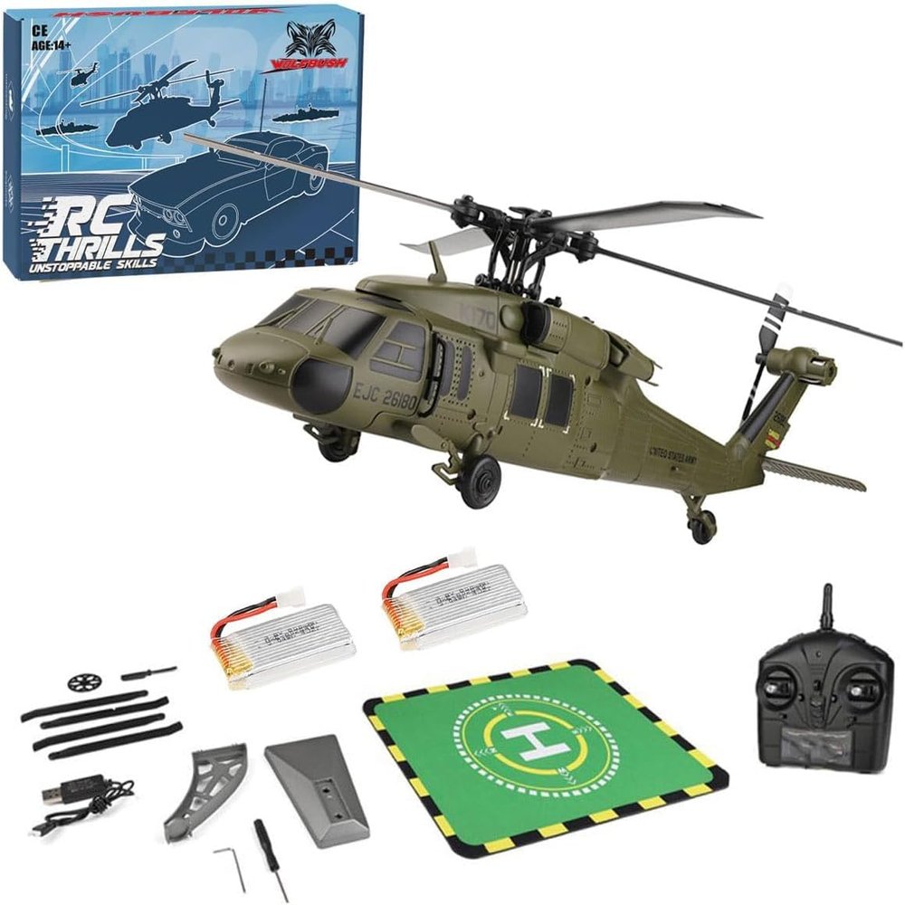 FORCEMO WL K170 UH-60L 170-Size RC Helicopter, 2.4G 4CH Flybarless Remote Control Helicopter Plane Aircraft with Adjustable Left/Right Hand Throttle, Enthusiasts Gift -RTF