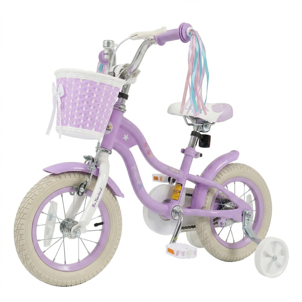 COSTWAY 12 Inch Kids Bike, Mermaid Toddler Bike w/Removable Training Wheels