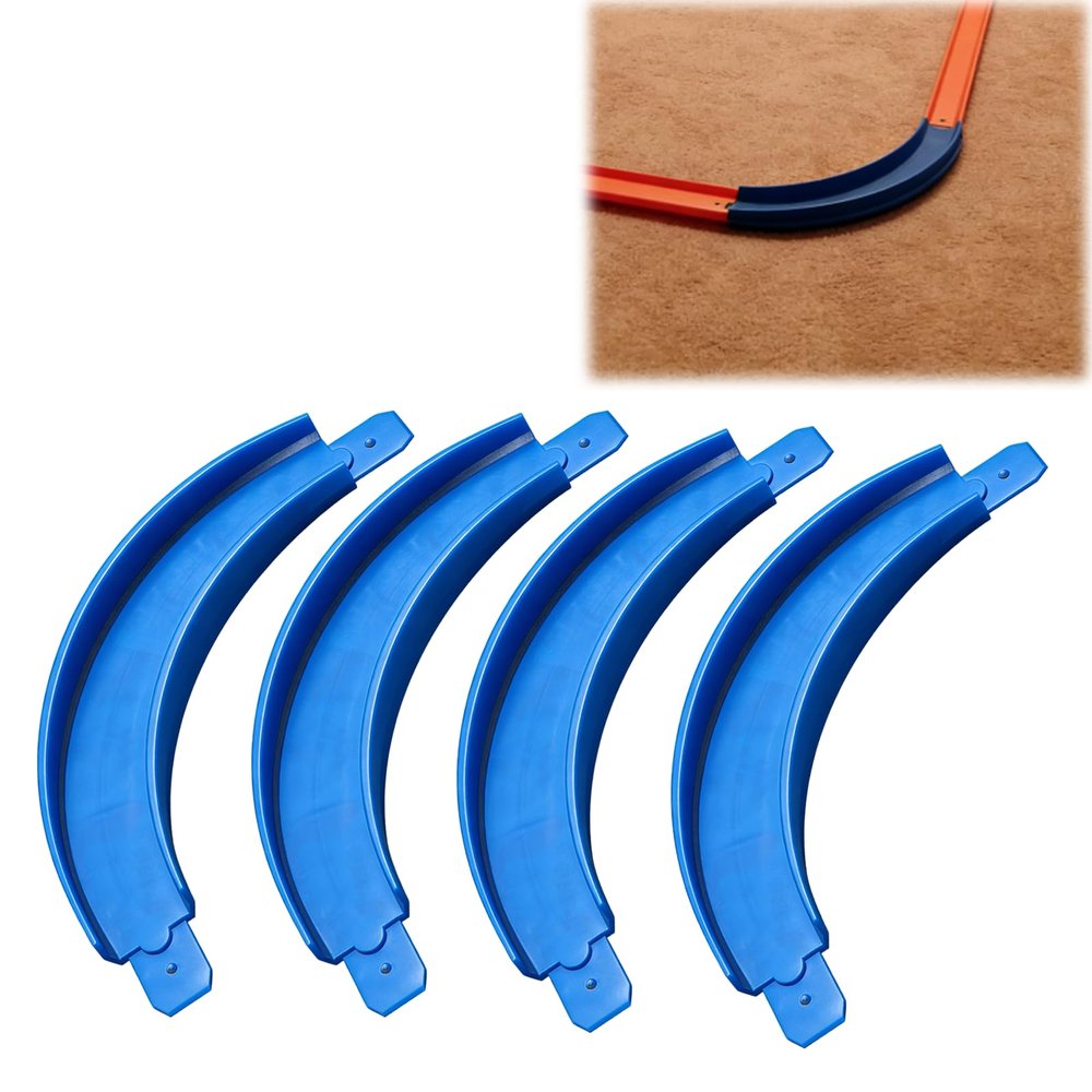 90 Turn Track with 10 Bank Compatible with Hot Wheels & Improved Joiner Radius Curved Track Sections for Racing Layouts and Expansion Set (4 Pack) (150mm Radius)