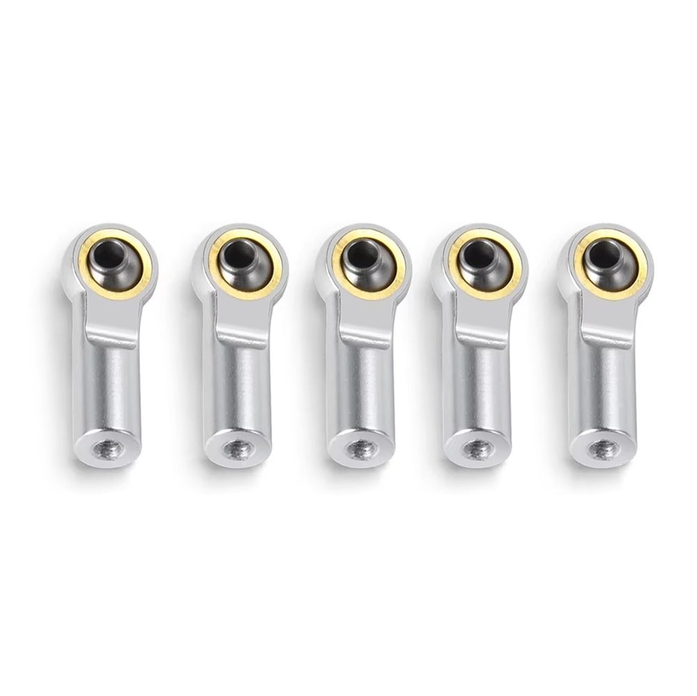 RC Car Assortment for Axial for SCX10 D90 1/10 rc Car Truck Parts 5Pcs Aluminum Alloy M3 Curved Ball Joint Heads Ends Clock-Wise Thread(Silver)