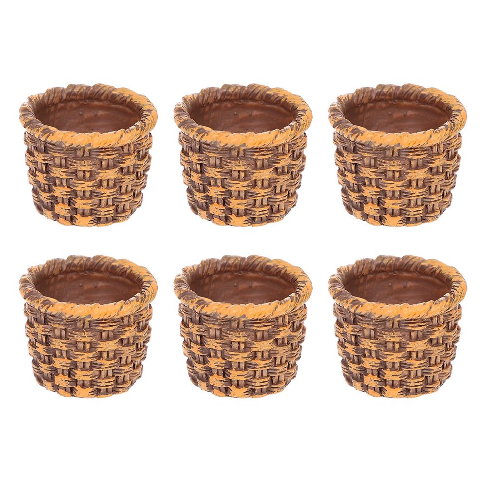 Sewroro 6Pcs Dollhouse Miniature Wicker Baskets 1 12 Scale Rattan Dollhouse Basket Set for Home Decor DIY Crafts Wedding Supplies and Mini Storage Display