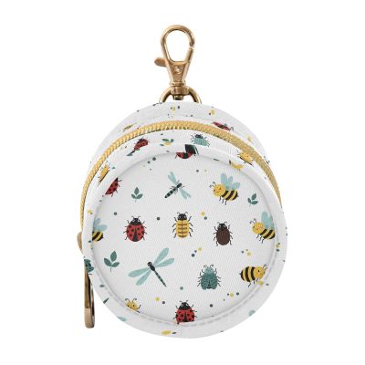 WIFIU Ladybug Bee Dragonfly Beetle Baby Pacifier Holder Case with Clip Portable Pacifier Storage Organizer Round Container Pouch Box Fits Diaper Bag Stroller Purse