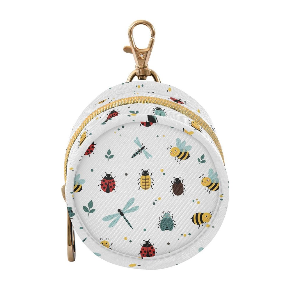 WIFIU Ladybug Bee Dragonfly Beetle Baby Pacifier Holder Case with Clip Portable Pacifier Storage Organizer Round Container Pouch Box Fits Diaper Bag Stroller Purse