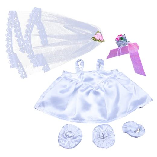 Bride with Veil and Bouquet Teddy Bear Clothing Fit for 14 to 18 Inch Plush Wedding Outfit Collectible Gift for ids