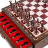 15 Handmade Chess Set with British Army Metal Chess Pieces, Luxury Storage Chess Board, for Him, Decorative Chess Board, Educational Chess Sets (Red) view 1