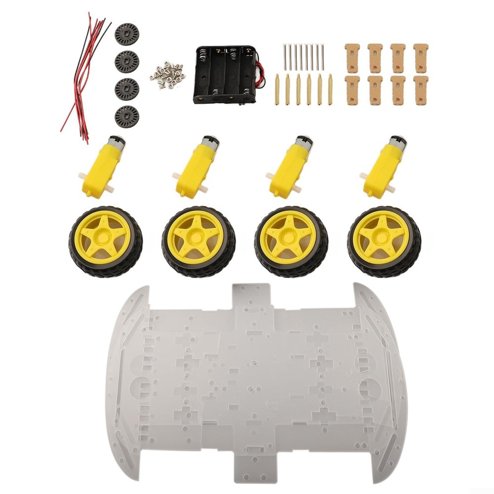 4WD for Smart Car Chassis Kit with Encoder for Arduino, ABS Metal Robot Platform, 4x Gear Motors 1:48 Ratio, DIY for educational Robotics Project for Students and Hobbyists