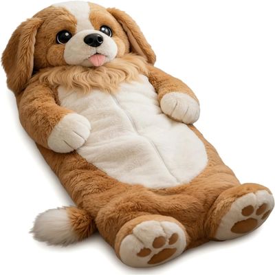 Depehelp Wearable Sleeping Bag for Adults Oversized Plush Dog Bean Bag Chair Giant Human Dog Bed Soft Flannel Stuffed Animal Mattress for Nap Movie Night Lounge (Brown)