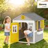 Outsunny Outdoor Kids Playhouse with Dutch Door for Toddlers 3-8 Gray view 2