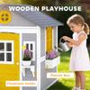 Outsunny Outdoor Kids Playhouse with Dutch Door for Toddlers 3-8 Gray view 3
