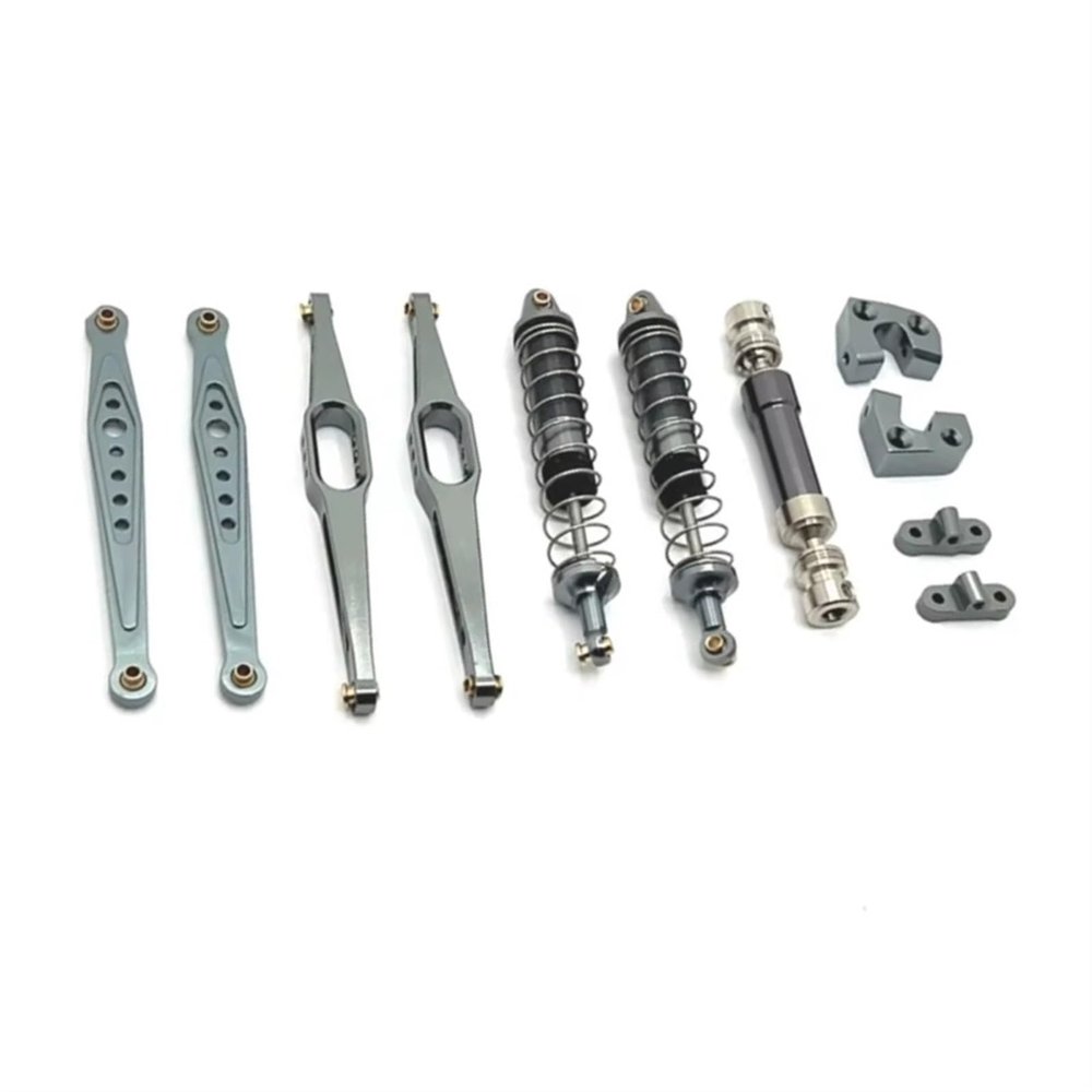 SKDUBRW RC Car Assortment for Wltoys 124006 12423 12427 12428 12429 Metal Upgrade Parts Kit Drive Shaft Shock Absorber Trailing Arms 1/12 rc Car(Gray)