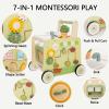 7-in-1 Wooden Baby Push Walker, Montessori Activity Center for Toddlers 1-3 view 4