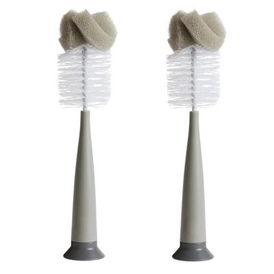 2 Pack Sponge Bottle Brush Modern Design Durable Nylon Bristle Cleaner with Rubber Gray(2pcs)
