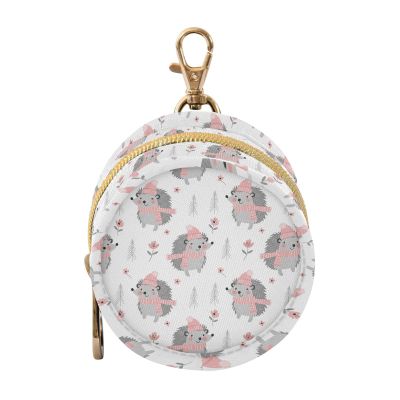 WIFIU Cute Hedgehogs Wearing Pink Hats and Scarves Baby Pacifier Holder Case with Clip Portable Pacifier Storage Organizer Round Container Pouch Box Fits Diaper Bag Stroller Purse