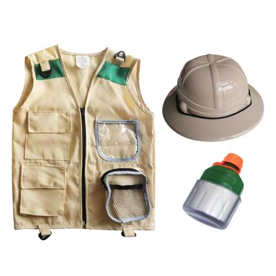EHJRE Kids Explorer Vest and Hat Costume Outdoor Adventure Backyard Costume Dress up Children Toys Explorer for Park Boys Girls