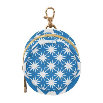 WIFIU Blue White Star Print Pacifier Holder Case with Clip Portable Pacifier Storage Organizer Baby Round Container Pouch Box Fits Diaper Bag Stroller Purse