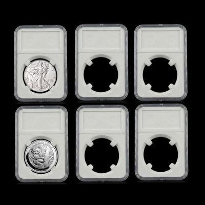 6 Pack Coin Slab Holders Direct Fit US Half Dollar 40 mm with Labels