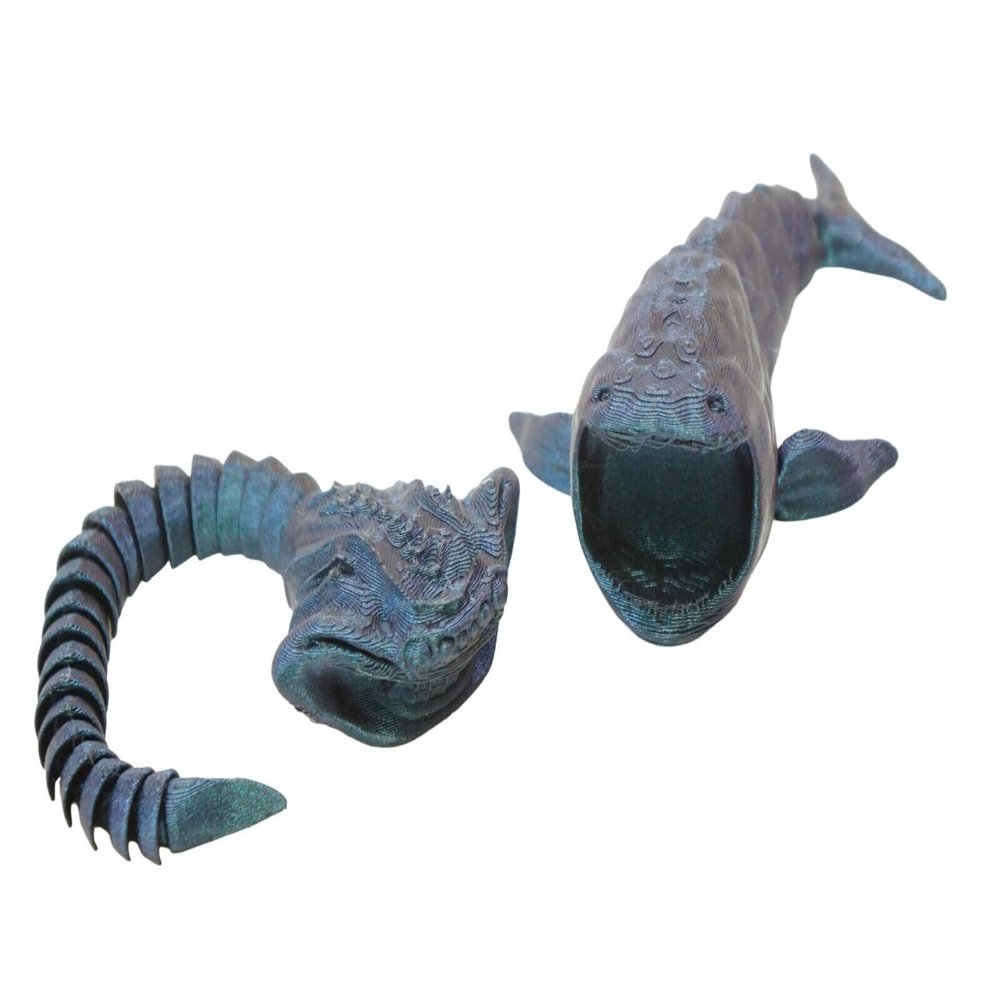 3DEXL 3D Printed Mystic Blue Flexible Creature for Bloop Vs El Gran Maja Sea Creature -