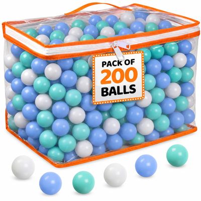 200 Ball Pit Balls for Toddlers with Storage Bag - 3 Colors, Great Play Toys for Tents, Pools, and Party