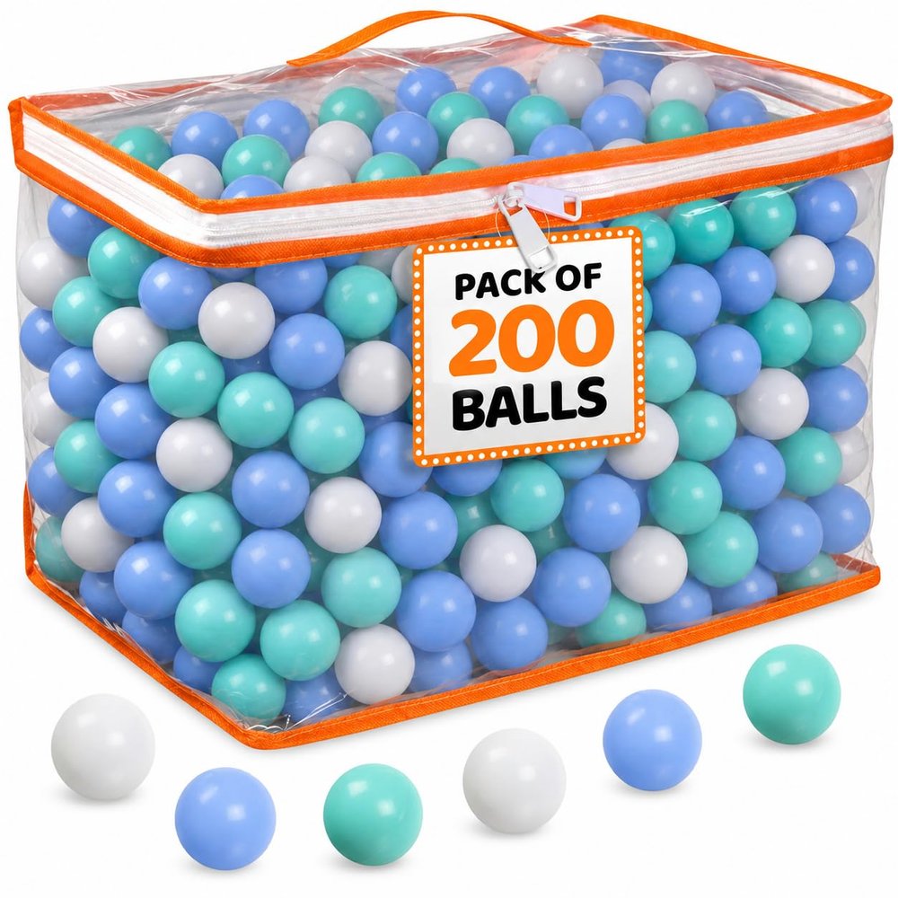 200 Ball Pit Balls for Toddlers with Storage Bag - 3 Colors, Great Play Toys for Tents, Pools, and Party