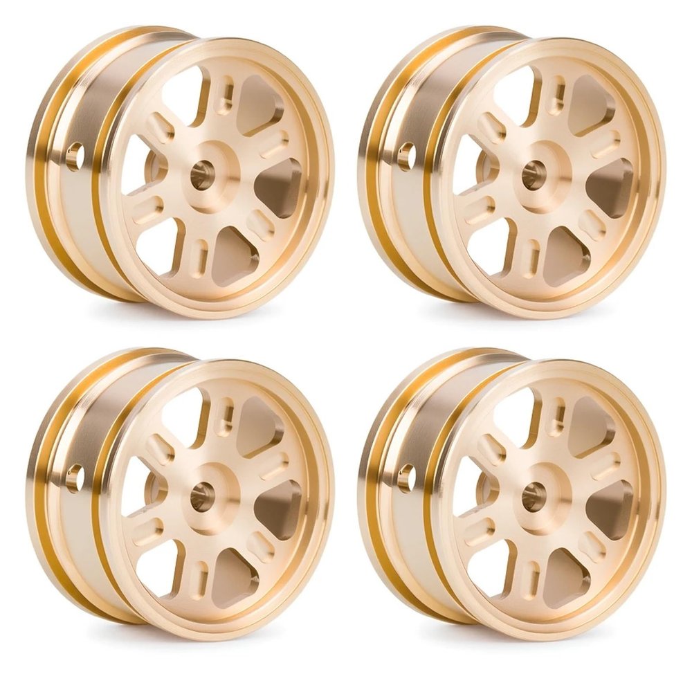 Solid Brass Wheel Rims 4Pcs for Ax-ial SCX30 1/30 RC Car, 0.7 Inch Upgrade Set