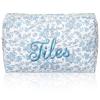 Locmeo Empty Mahjong Tile Bag with Zipper 10' Blue Floral Embroidered Mahjong Storage Holder Chinoiserie Tiles Case Gift for Mah Jong Lover Accessory Cotton Mah Jong Organizer for Game Night Party view 1