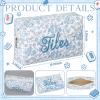 Locmeo Empty Mahjong Tile Bag with Zipper 10' Blue Floral Embroidered Mahjong Storage Holder Chinoiserie Tiles Case Gift for Mah Jong Lover Accessory Cotton Mah Jong Organizer for Game Night Party view 2