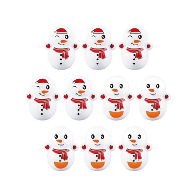 shamjina 10Pcs Decorative Snowman Tumbler Doll Home Decor Funny Christmas Snowman Tumbler Toys for Outside, Snowman