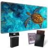 Large TCG Playmat with Game Zones, Card Game Mat with Stitched Edges and Non-Slip Rubber Base, Gaming Desk Mat 24 x 14 Inch, Turtle Swim in Ocean view 1