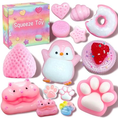 14Pcs Taba Squishies Toys, Cute Taba Fufu Squishy Toy Stress Relief Toys Sensory for Kids Adults, Squeeze Toys for Anxiety, Party Favors, Birthday Gifts, Classroom Prizes