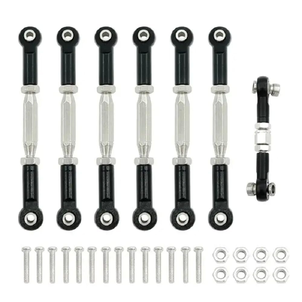 COMODO Metal Turnbuckles Camber Link Rod Set for 1/10 Scale RC Cars 7pcs Suspension Linkage Replacement Parts Compatible with Stampede Rustede Hoss(Silver)