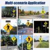 Solar-Powered LED Flashing Pedestrian Crosswalk Sign, 24"/30" Heavy-Duty Aluminum Traffic Warning Signs Pedestrian Road Warning Signs Traffic with Rust-Proof Frame & Reflective Fil view 4
