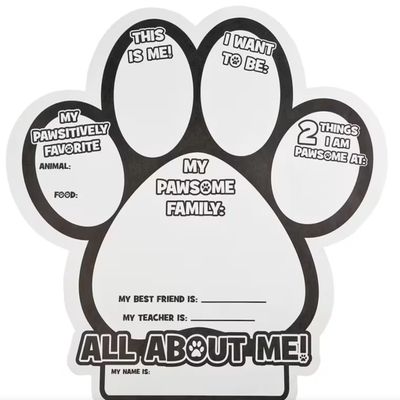 16" x 16" Color Your Own All About Me Paper Paw Print Posters - 30 Pc.