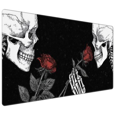 DEGDFSGR for MTG Playmat 24 x 14 inches for TCG Playmats Non-Slip Rubber Base Commander Playmat HD Cover for MTG Play Mat Iorcana Trading Card Game, Gothic Skeleton Hand Rose