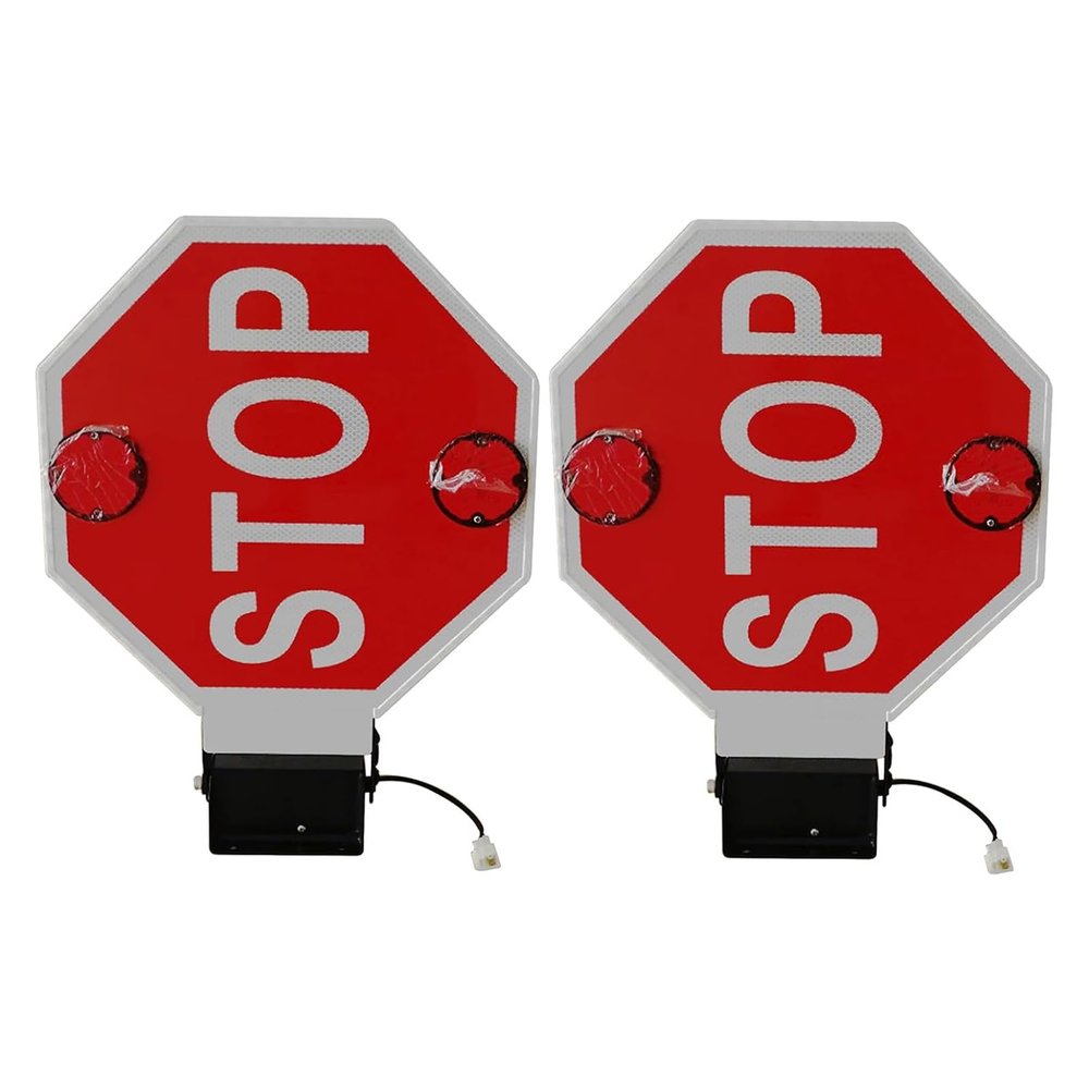 18 Stop Sign 12V/24V School Bus Stop Sign, Manual/Electric LED Parking Signs, School Bus Safety Equipment, Reflective Aluminum High-Visibility Traffic Safety Signs