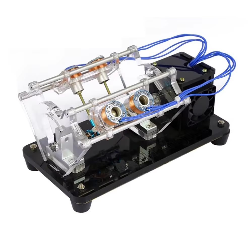4-Coil Electromagnetic Engine Model, DC 5V V-Type Reciprocating Motor, DIY Science Experiment with Ball Bearings