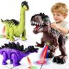 3-Pack Electronic Walking Dinosaur Toys for Toddlers 2-4, Moving Dinosaurs Toys with Lights, Roaring Sounds, T-Rex, Brachiosaurus & Stegosaurus, Xmas Birthday Gift for 2 3 4 5 6 Years Old Boys view 1