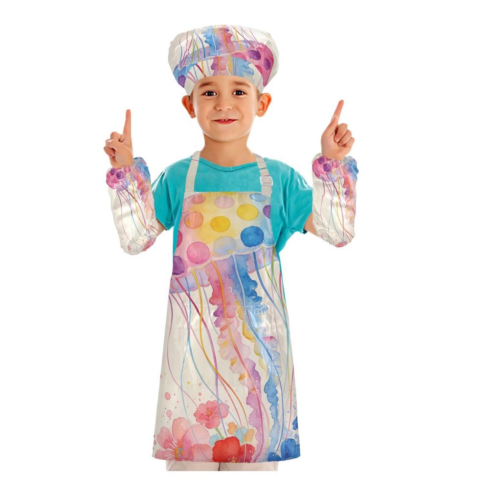 GuoChe Multi-Purpose Cooking Kit Cozy Art Painting Aprons with Pockets