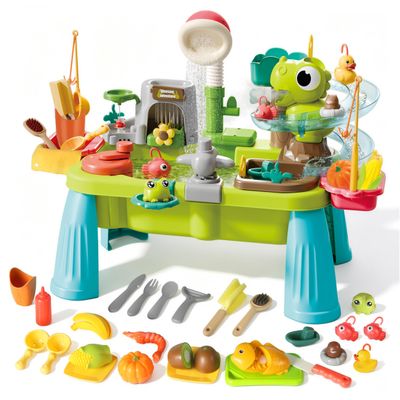 Yrkidstoi 12 in 1 Water Table for Kids with Dinosaur Misting Toy and Pump