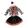 Girls clown costume set with polka-dot top, striped skirt & mini top hat. Perfect for Halloween, circus parties. (4-5Y) view 3