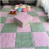 LBAawxe 16 Pcs Plush Foam Floor Mat, Patchwork Rug, Crawling, Non-Slip Interlocking Rugs(Pink+Green,0.6cm) view 1