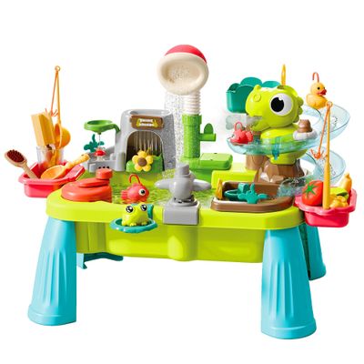 Dinosaur Sand and Water Table for Toddlers 2-8, 11-in-1 Outdoor Water Play Table with Electric Circulating Spray and Sensor-Activated Mist, Summer Backyard Sensory Toys for Boys Girls Ages 3-5 4-6