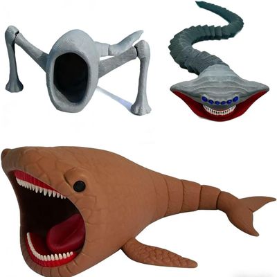 3D Printed Articulated Deep Sea Monster Toy Series, Poseable Model Kit with Movable Joints, Creative Collectible for Kids & Adults, Unique Ocean Creature Action Figure (E)