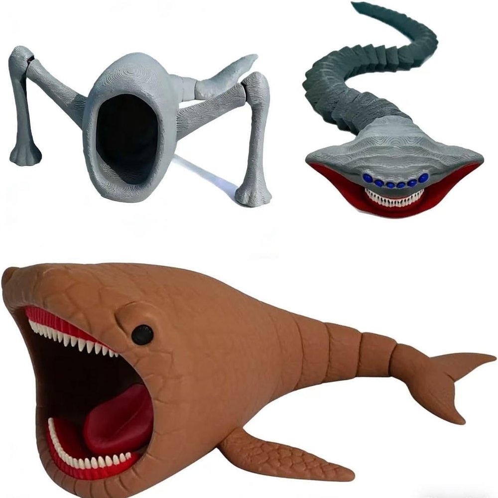 3D Printed Articulated Deep Sea Monster Toy Series, Poseable Model Kit with Movable Joints, Creative Collectible for Kids & Adults, Unique Ocean Creature Action Figure (E)