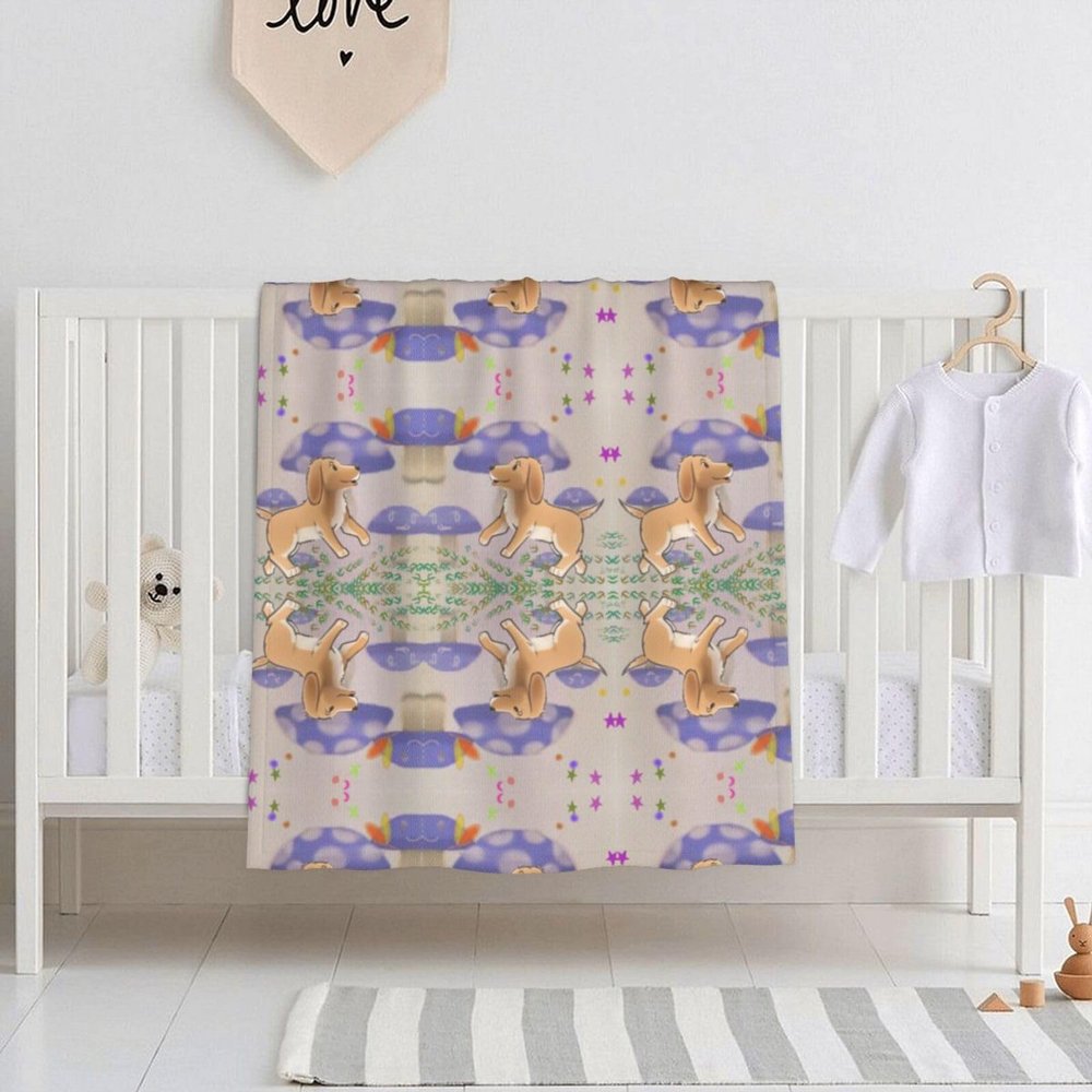 WZYCWB Cartoon Mushroom with Dog Printed Baby Blankets Swaddle Blankets, Suitable for naps or Daycare use