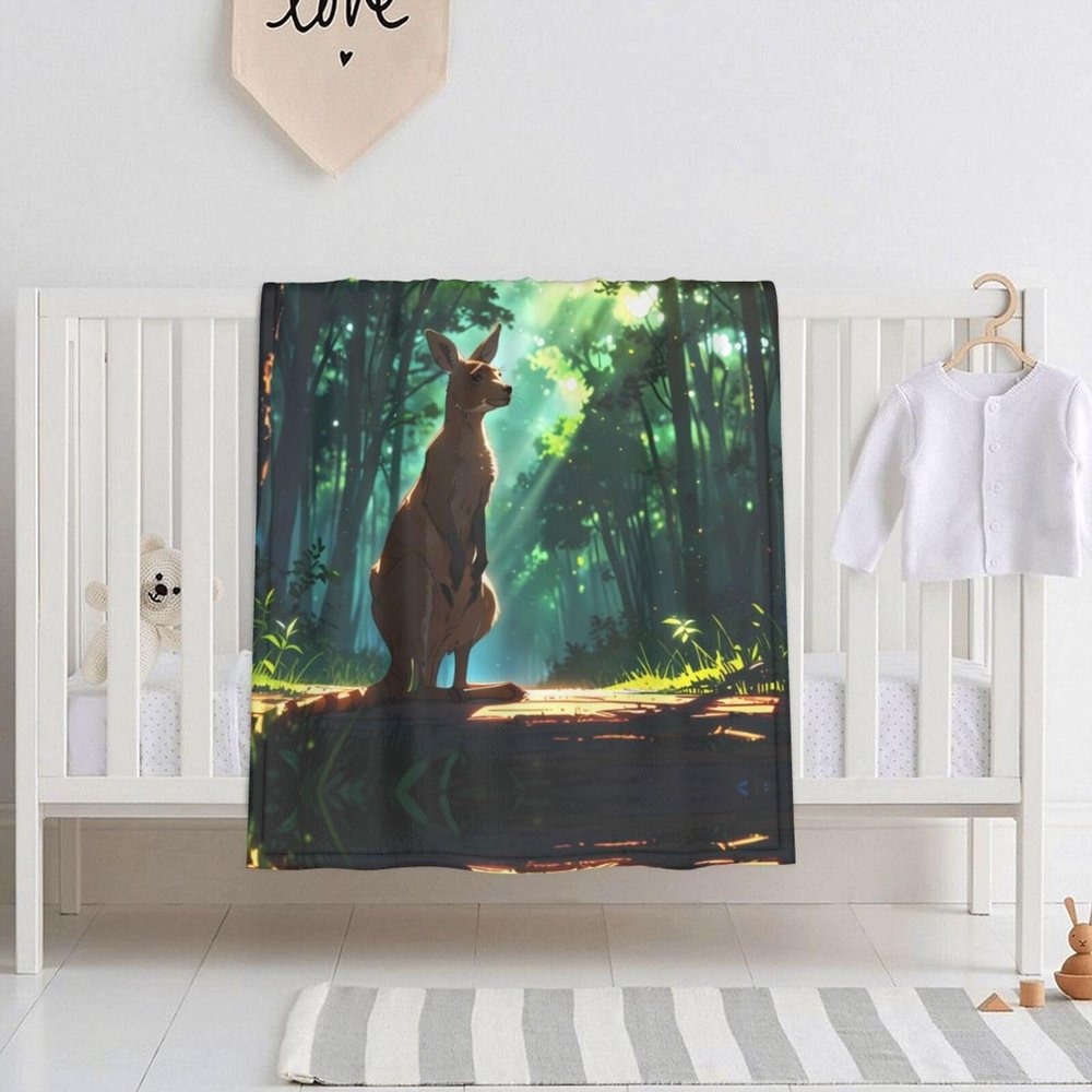 WZYCWB Gentle Kangaroo Printed Baby Blankets Swaddle Blankets, Suitable for naps or Daycare use