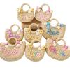 Personalized Embroidered Straw Beach Bag for Girls,Custom Tote Bag,Flower Girl Basket for Wedding,Travel,Birthday Gifts (Medium) view 1