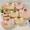 Personalized Embroidered Straw Beach Bag for Girls,Custom Tote Bag,Flower Girl Basket for Wedding,Travel,Birthday Gifts (Medium) view 3