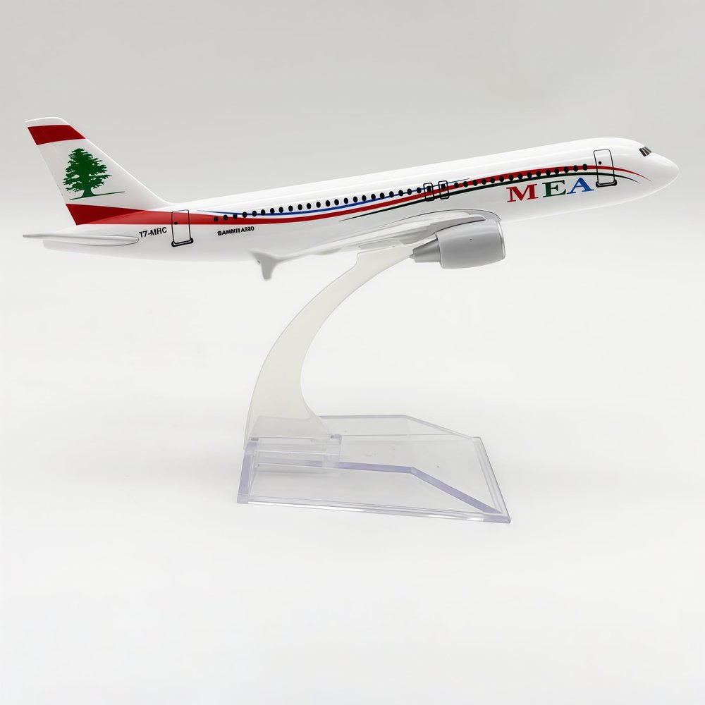 Airbus A320 Middle East Airlines Metal Diecast Aircraft 16cm Scale Model Aviation Collectible Display Desktop Miniature Pre-Built