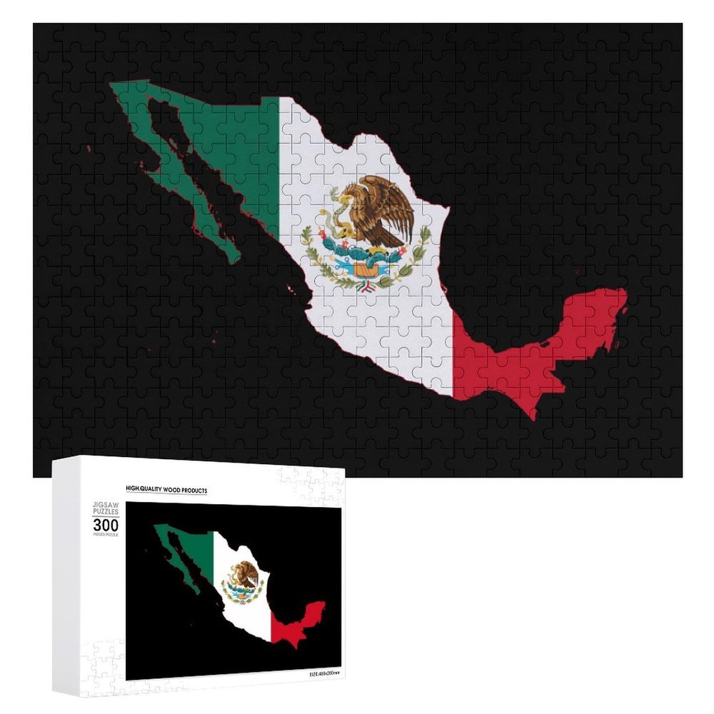 Mexico Flag Map Wooden Jigsaw Puzzles for Adult Art Painting Puzzles Family Birthday Gifts 300 Piece