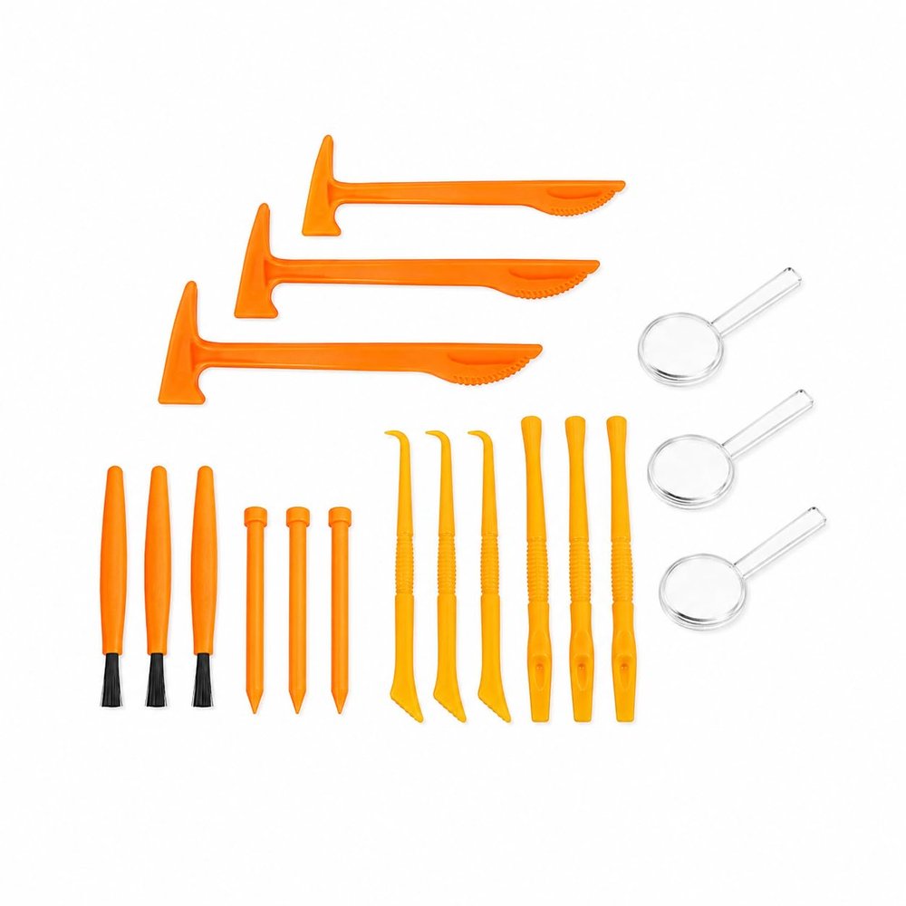 IMIKEYA 3 Sets Kids Excavation Tool Kits, Plastic Hammer, Chisel, Brush, Scraper, Dinosaur Fossil Digging Tools Kit for Archaeological Fossils and Gemstones